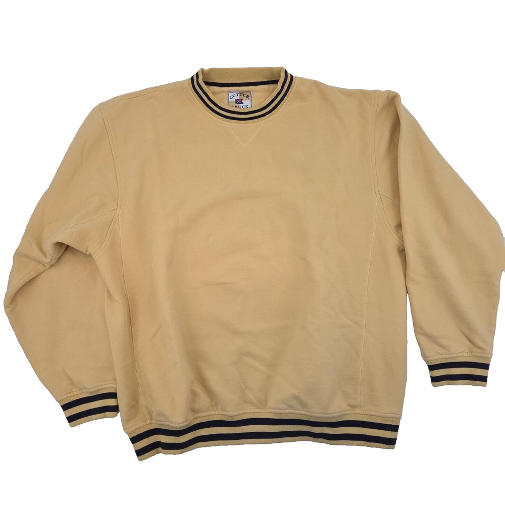 VTG 90s Cutter & Buck Sweatshirt Yellow Blank Cotton Blend Sz XL FADED WORN